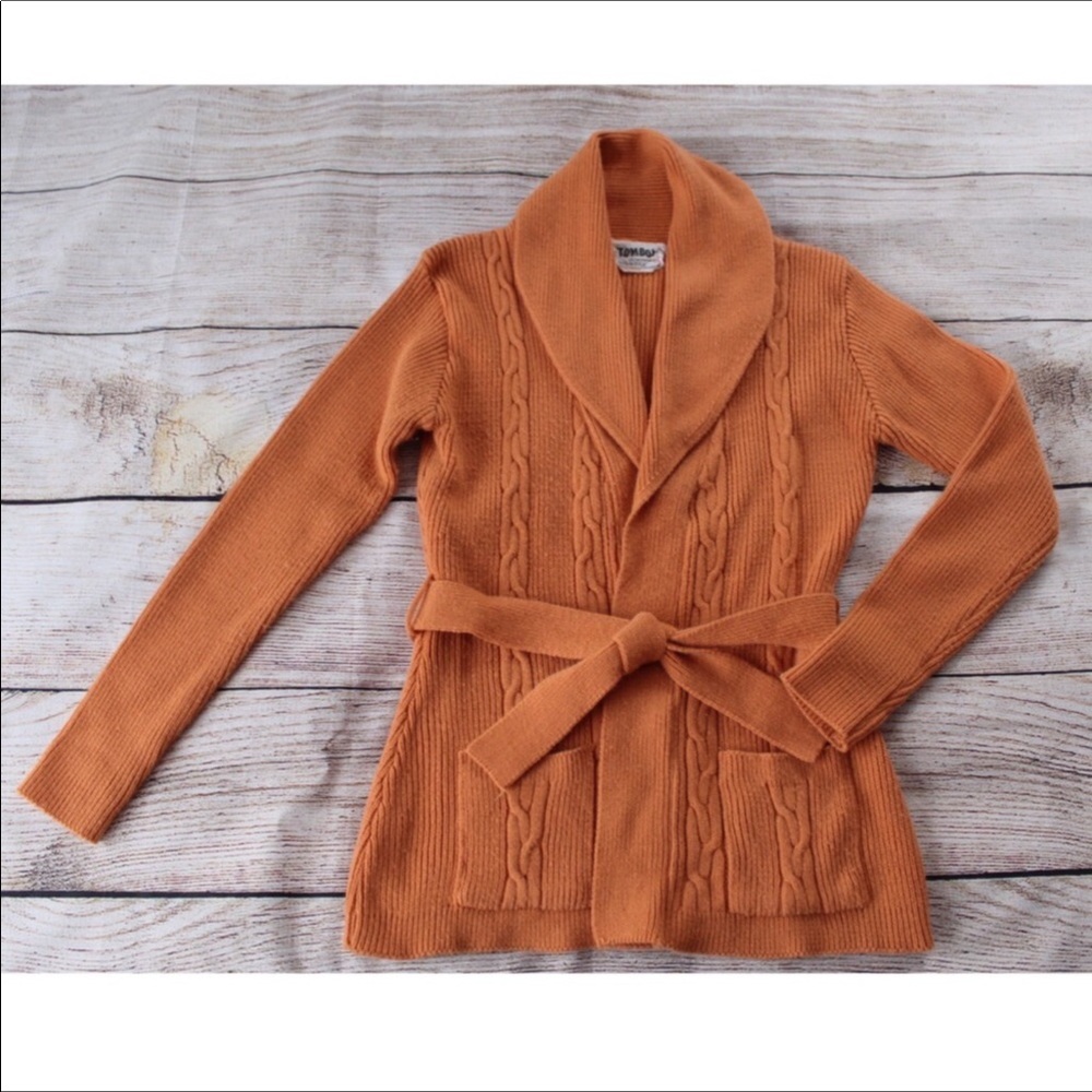 Vintage 70s Shawl Collar Knit Cardigan Sweater